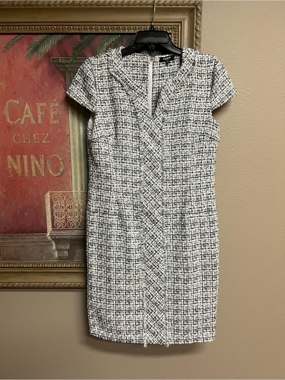 Premise Black, Blue,  and White Tweed Dress